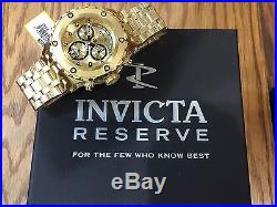 1568 Invicta Men's 52mm Reserve Swiss Quartz 18k Gold Plated SS Bracelet Watch
