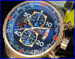17203 Invicta 48mm Men AVIATOR Swiss Quartz Chronograph Blue Dial Bracelet Watch
