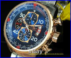 17203 Invicta 48mm Mens AVIATOR Quartz Chronograph Blue Dial SS Bracelet Watch