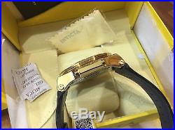 23103 Invicta Akula 58mm Men Quartz Chrongraph GP Case Black Leather Strap Watch