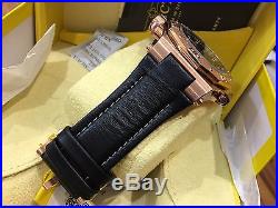 23104 Invicta Akula Men's 52mm Quartz Rose-Gold Plated Case Leather Strap Watch