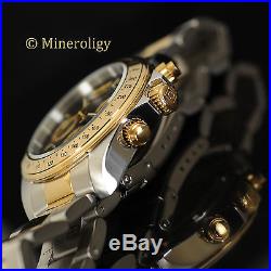 23k Gold Plated Invicta Speedway Chronograph Two Tone Black Dial $375 Mens Watch