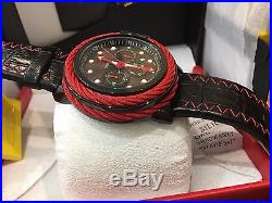 24440 Invicta Bolt Mens 52mm Quartz Chronograph Black Dial Leather Strap Watch