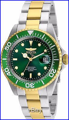 24950 Invicta Pro Diver Quartz Men's 40mm Green Dial 2 Tone SS Bracelet Watch