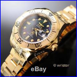 Automatic Invicta Mens Pro Grand Diver Black MOP Dial 18k Gold Plated $595 Watch