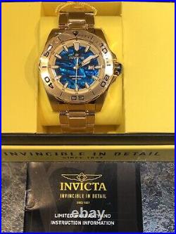 Brand New Invicta Men's Pro Diver Watch Gold with Blue Abalone Dial