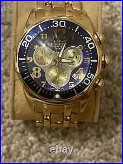 Gold Invicta Watch Swiss Chronograph 3214 Stainless Steel 200m Mens