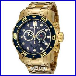 Invicta 0073 Men's Gold Tone Steel Blue Dial Chronograph Watch