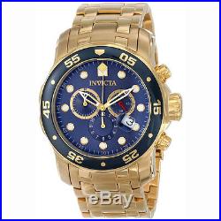 Invicta 0073 Men's Pro Diver Gold Tone Stainless Steel Blue Dial Chronograph Wat
