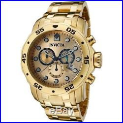 Invicta 0074 Men's Pro Diver Scuba Champagne Dial Gold Steel Bracelet Dive Watch
