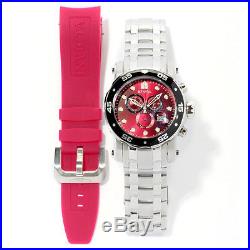 Invicta 10577 Men`s Pro Diver Scuba Red Dial Changeable Bracelet Chrono Watch