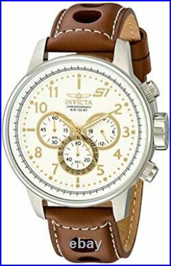 Invicta 16010 Men's S1 Rally Stainless Steel Watch with Brown Leather Band