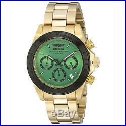 Invicta 17315 Men's Speedway Green Dial Chronograph Gold Steel Bracelet Watch