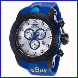 Invicta 17809 Men's Pro Diver Chronograph Silver Dial Blue Silicone Band Watch