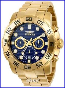 Invicta 22228 Mens Pro Diver Quartz Chronograph Blue Dial Watch with Gold Tone