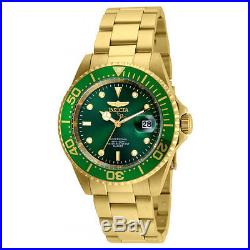 Invicta 24948 Men's Pro Diver Green Dial Yellow Gold Steel Bracelet Quartz Dive