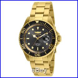 Invicta 24949 Men's Pro Diver Black Dial Yellow Gold Plated Steel Bracelet Dive