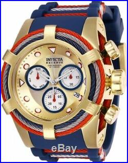 Invicta 27147 Bolt Men's 53mm Chronograph Gold-Tone Gold Dial Blue Rubber Watch