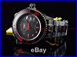 Invicta 300m Men's Fire Red Stealth Triple Black Grand Diver Automatic SS Watch