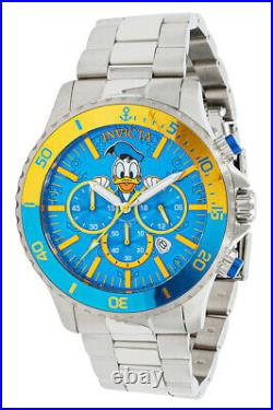 Invicta 48mm Disney DONALD DUCK Ltd. Ed. Blue Dial Chronograph Silver SS Watch
