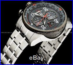 Invicta 48mm Mens Aviator Chronograph Gray Dial Stainless Steel Tachymeter Watch