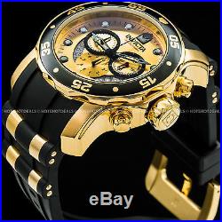 Invicta 48mm Mens Pro Diver Scuba VD53 Chronograph 18K Gold Plated SS PU Watch