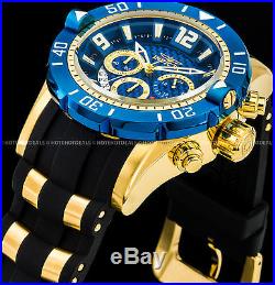 Invicta 50mm Men's Pro Diver Chronograph Blue Dial 18K Gold Plated SS PU Watch