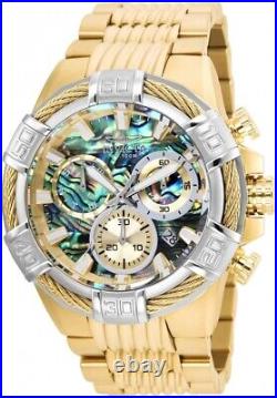 Invicta 51mm Bolt ABALONE Dial Swiss Chronograph Gold Stainless Steel Watch NEW