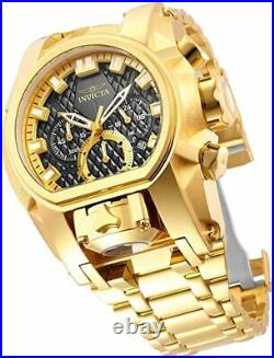 Invicta 52mm Bolt Zeus Magnum DUAL TIME Chronograph 18K Gold Plated SS Watch NEW