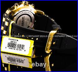 Invicta 52mm Mens BOLT Chronograph Black Dial 18K Gold Plated SS PU Strap Watch