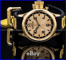 Invicta 52mm Mens Quinotaur Russian Diver Swiss Ronda 18K Gold Plated PU Watch