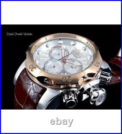 Invicta 52mm Reserve Venom Swiss Chronograph Rose Bezel Brown Leather Watch NEW