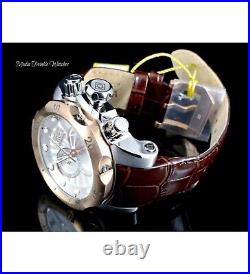 Invicta 52mm Reserve Venom Swiss Chronograph Rose Bezel Brown Leather Watch NEW