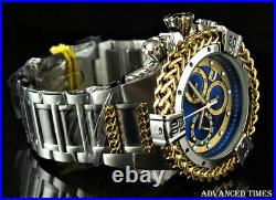 Invicta 56mm Bolt HERCULES Chronograph GOLD Bezel Blue Dial Silver SS Watch NEW