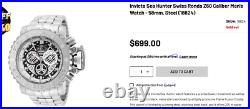 Invicta 58mm Sea Hunter Swiss Quartz Bracelet Watch Silvertone Mens 18824