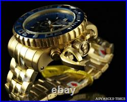 Invicta 70mm Sea Hunter SWISS Chronograph BLUE Dial & Bezel 18K Gold IP SS Watch