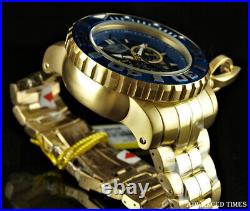 Invicta 70mm Sea Hunter SWISS Chronograph BLUE Dial & Bezel 18K Gold IP SS Watch