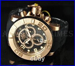 Invicta 70mm Sea Hunter SWISS Chronograph Rose Tone Bezel & Case Black Watch NEW