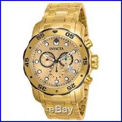 Invicta 80070 Men's Pro Diver Gold Steel Bracelet Chrono Watch