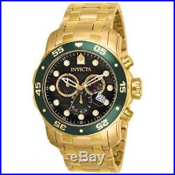 Invicta 80074 Mens Pro Diver Black Dial Gold Plated Steel Bracelet Chrono Watch