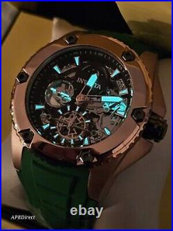 Invicta AKULA Automatic Dual Time Skeleton Green / Gold mens watch