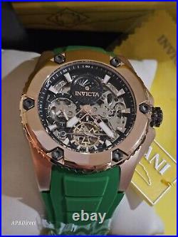 Invicta AKULA Automatic Dual Time Skeleton Green / Gold mens watch