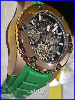 Invicta AKULA Automatic Dual Time Skeleton Green / Gold mens watch