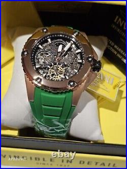 Invicta AKULA Automatic Dual Time Skeleton Green / Gold mens watch