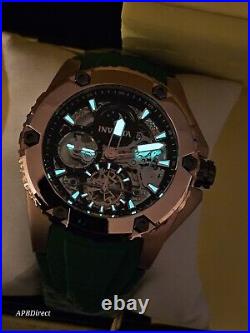 Invicta AKULA Automatic Dual Time Skeleton Green / Gold mens watch