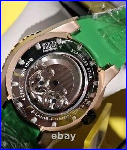 Invicta AKULA Automatic Dual Time Skeleton Green / Gold mens watch