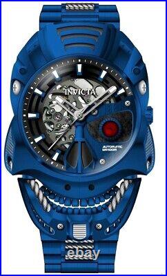 Invicta Artist Men 48mm Blue Skeleton Dial Skull Face Case Automatic Watch 42585