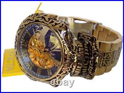 Invicta Artist Skull Automatic Skeletonized Gold Plated Steel 50mm Watch New