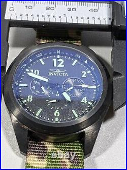 Invicta Coalition Forces Black Case Black Dial Day Date 24 Hr Camo Band Watch