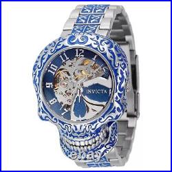 Invicta Collector 50mm Artist Skull Automatic Skeletonized Dial Blue Watch